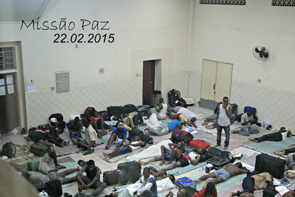 Interior de um dos salões da Missão Paz, em 22 de fevereiro de 2015. Crédito: Missão Paz
