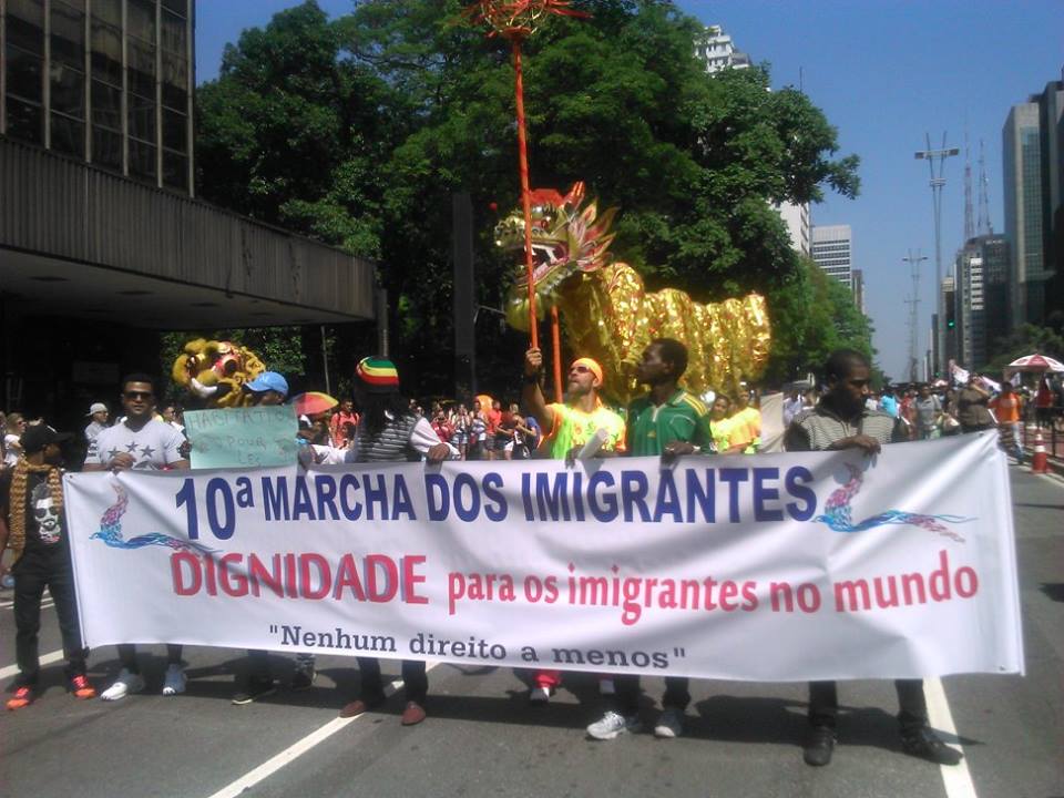 "Dignidade para os imigrantes no mundo" foi o lema da Marcha deste ano. Crédito: Géssica Brandino