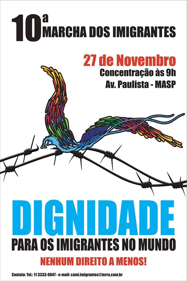 Cartaz da 10ª Marcha dos Imigrantes. Crédito: Divulgação