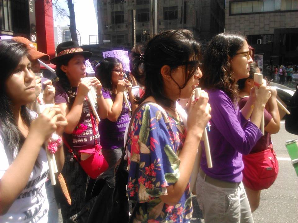 Bloco das Mulheres Migrantes se consolida na Marcha. Crédito: Géssica Brandino