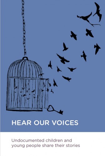 Capa de Hear Our Voices, publicação da PICUM focada em crianças e jovens refugiados. Crédito: Reprodução
