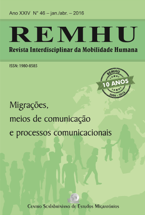 Capa da nova edição da REMHU, que trata de Migrações, meios de comunicação e processos comunicacionais. Crédito: Reprodução